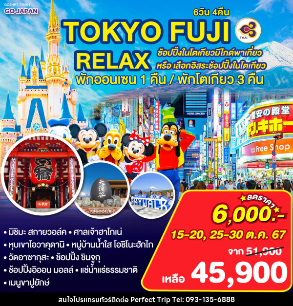 ทัวร์ญี่ปุ่น TOKYO FUJI RELAX ช้อปปิ้งในโตเกียวโดยมีไกด์พาเที่ยว หรือ เลือกอิสระช้อปปิ้งในโตเกียว - บริษัท เพอร์เฟคทริป คลับ จำกัด