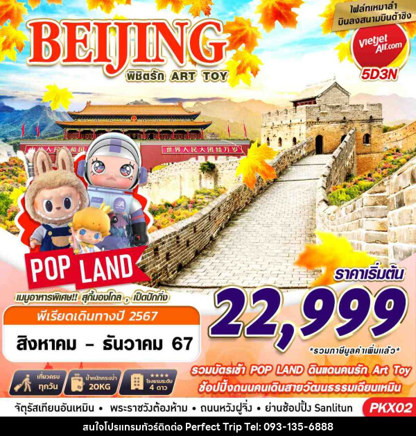 ทัวร์จีน BEIJING เหมาลำบินลงต้าซิง พิชิตรัก ART TOY - บริษัท เพอร์เฟคทริป คลับ จำกัด