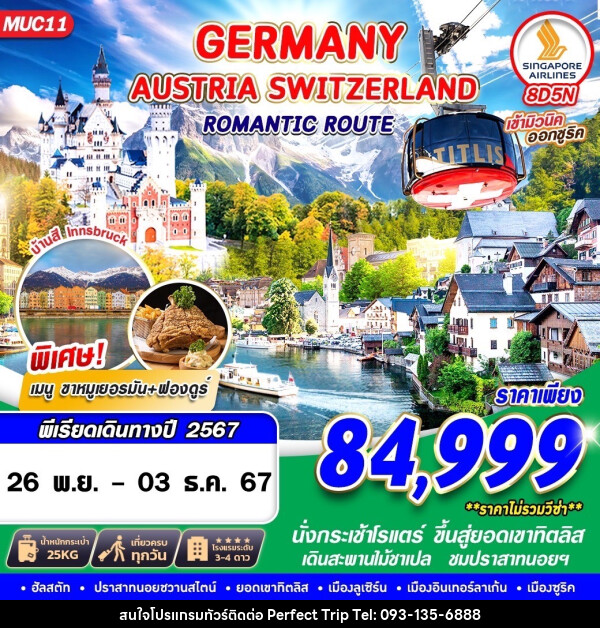 ทัวร์ยุโรป GERMANY AUSTRIA SWITZERLAND ROMANTIC ROUTE 8 - บริษัท เพอร์เฟคทริป คลับ จำกัด