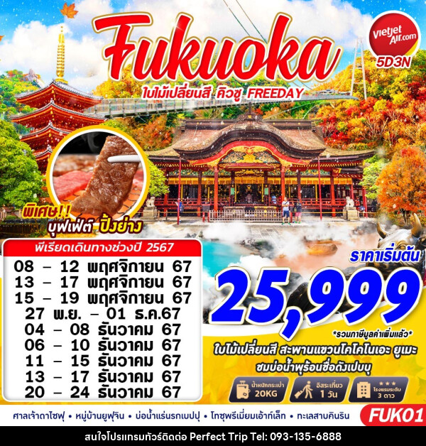 ทัวร์ญี่ปุ่น Fukuoka ใบไม้เปลี่ยนสี คิวชู FREEDAY - บริษัท เพอร์เฟคทริป คลับ จำกัด