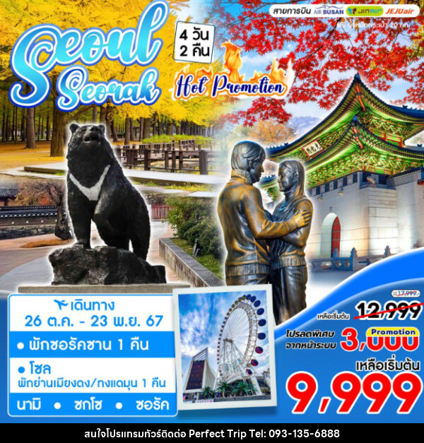 ทัวร์เกาหลี SEOUL SEORAK HOT PROMOTION - บริษัท เพอร์เฟคทริป คลับ จำกัด