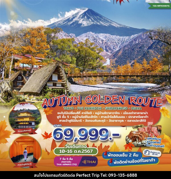 ทัวร์ญี่ปุ่น Autumn Golden Route...Tokyo Fuji Kamikochi Shirakawago Osaka  - บริษัท เพอร์เฟคทริป คลับ จำกัด