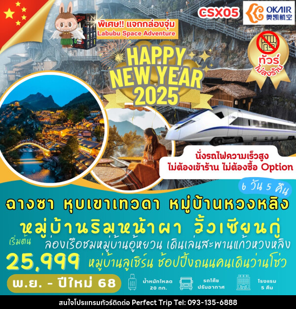 ทัวร์จีน ฉางซา หุบเขาเทวดา หมู่บ้านหวงหลิง HAPPY NEW YEAR 2025  - บริษัท เพอร์เฟคทริป คลับ จำกัด