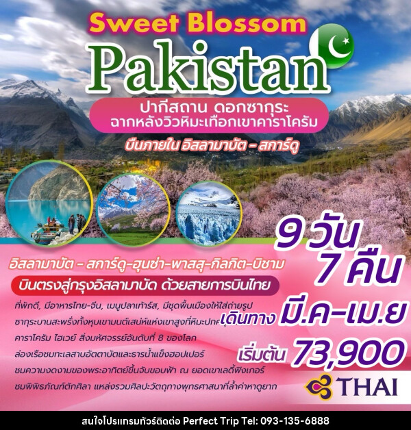 ทัวร์ปากีสถาน Sweet Blossom PAKISTAN ดอกซากุระ ฉากหลังวิวหิมะเทือกเขาคาราโครัม - บริษัท เพอร์เฟคทริป คลับ จำกัด