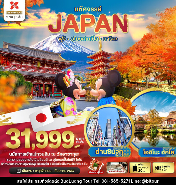 ทัวร์ญี่ปุ่น มหัศจรรย์...JAPAN ฟูจิ อุโมงค์เมเปิ้ล นาริตะ - บริษัท บัวหลวง ทัวร์ แอนด์ เทรดดิ้ง จำกัด