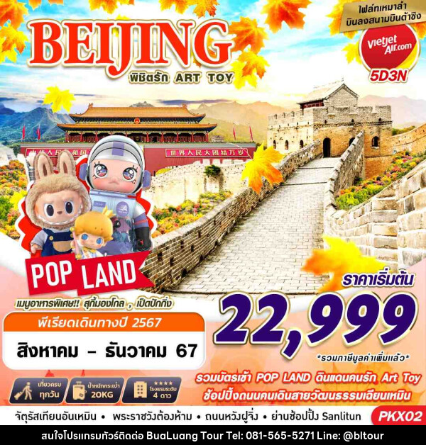 ทัวร์จีน BEIJING เหมาลำบินลงต้าซิง พิชิตรัก ART TOY - บริษัท บัวหลวง ทัวร์ แอนด์ เทรดดิ้ง จำกัด