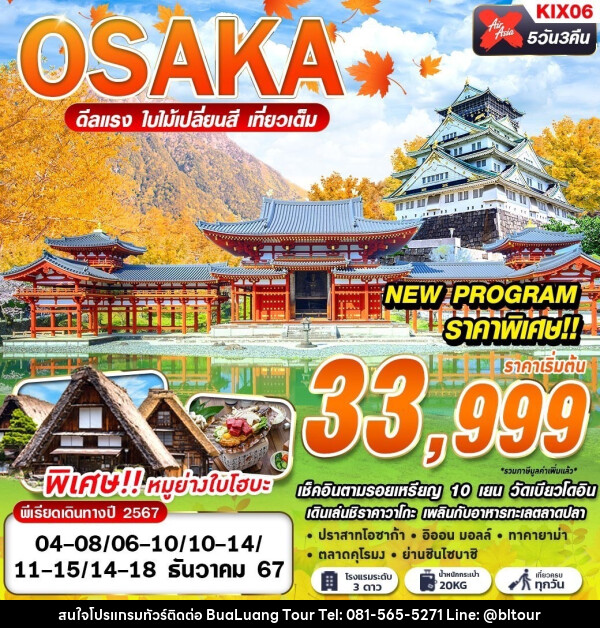 ทัวร์ญี่ปุ่น OSAKA AUTUMN ดีลเเรง ใบไม้เปลี่ยนสี - บริษัท บัวหลวง ทัวร์ แอนด์ เทรดดิ้ง จำกัด