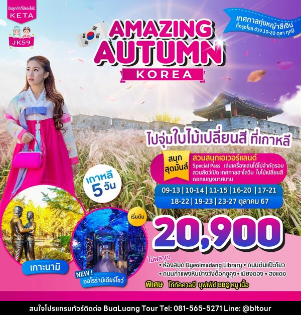 ทัวร์เกาหลี Amazing Autumn Korea - บริษัท บัวหลวง ทัวร์ แอนด์ เทรดดิ้ง จำกัด