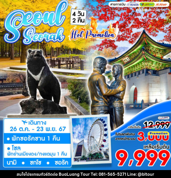 ทัวร์เกาหลี SEOUL SEORAK HOT PROMOTION - บริษัท บัวหลวง ทัวร์ แอนด์ เทรดดิ้ง จำกัด