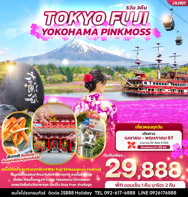 ทัวร์ญี่ปุ่น TOKYO FUJI YOKOHAMA PINKMOSS  - JS888 Holiday