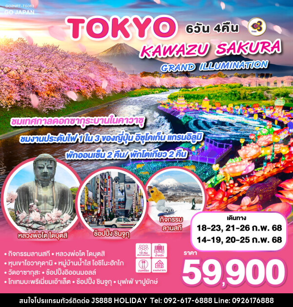 ทัวร์ญี่ปุ่น TOKYO KAWAZU SAKURA GRANDILLUMINATION - JS888 Holiday