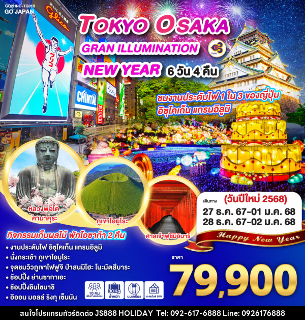 ทัวร์ญี่ปุ่น TOKYO OSAKA GRAN ILLUMINATION NEW YEAR - JS888 Holiday