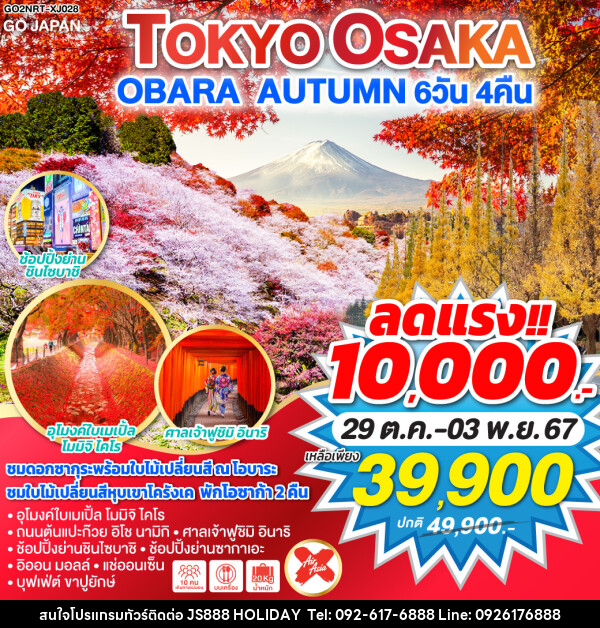 ทัวร์ญี่ปุ่น TOKYO OSAKA OBARA AUTUMN - JS888 Holiday