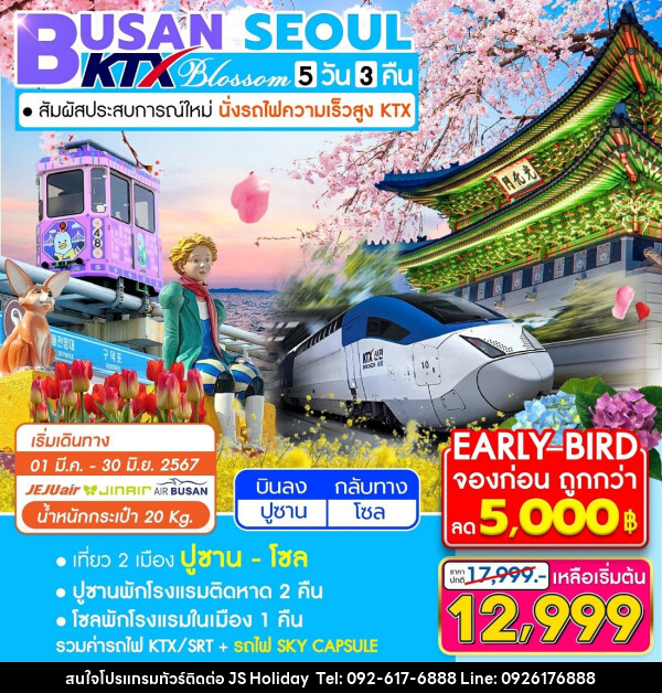ทัวร์เกาหลี BUSAN SEOUL KTX Blossom - JS888 Holiday