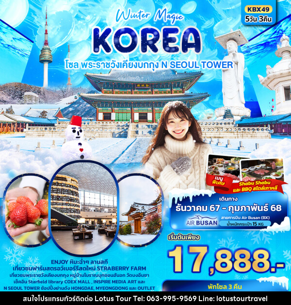 ทัวร์เกาหลี Winter Magic Korea Seoul โซล พระราชวังเคียงบกกุก N SEOUL TOWER - บริษัท โลตัสทัวร์ แอนด์ ทราเวล