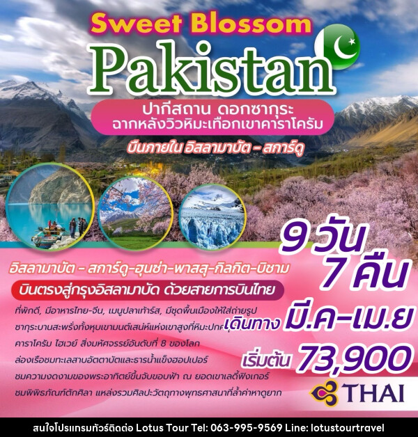 ทัวร์ปากีสถาน Sweet Blossom PAKISTAN ดอกซากุระ ฉากหลังวิวหิมะเทือกเขาคาราโครัม - บริษัท โลตัสทัวร์ แอนด์ ทราเวล