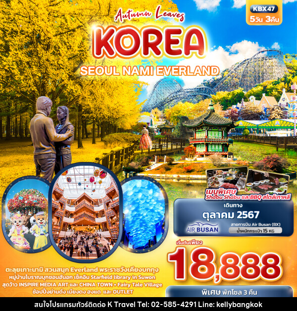 ทัวร์เกาหลี Autumn Leaves SEOUL NAMI EVERLAND  - KTravel And Experience