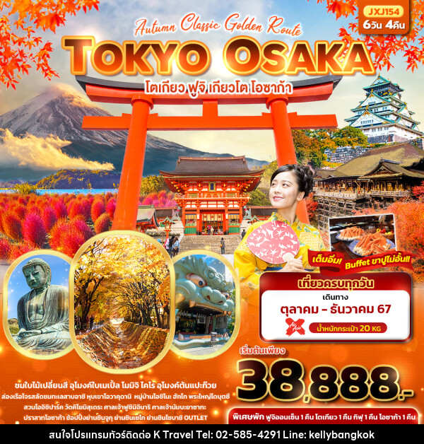 ทัวร์ญี่ปุ่น Autumn Classic Golden Route TOKYO OSAKA โตเกียว ฟูจิ เกียวโต โอซาก้า  - KTravel And Experience