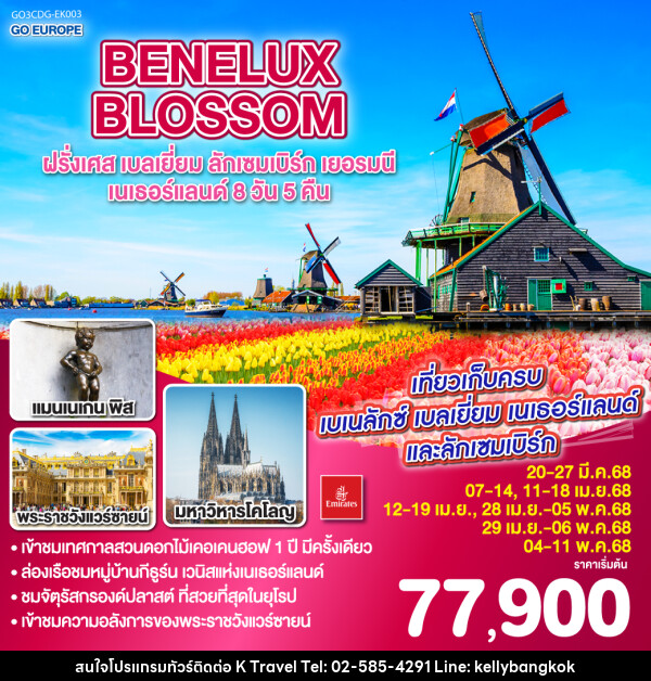 ทัวร์ยุโรป BENELUX BLOSSOM ฝรั่งเศส เบลเยี่ยม ลักเซมเบิร์ก  เยอรมนี เนเธอร์แลนด์ - KTravel And Experience