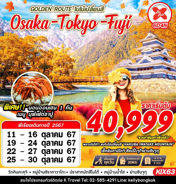 ทัวร์ญี่ปุ่น GOLDEN ROUTE ใบไม้เปลี่ยนสี Osaka Tokyo Fuji - KTravel And Experience