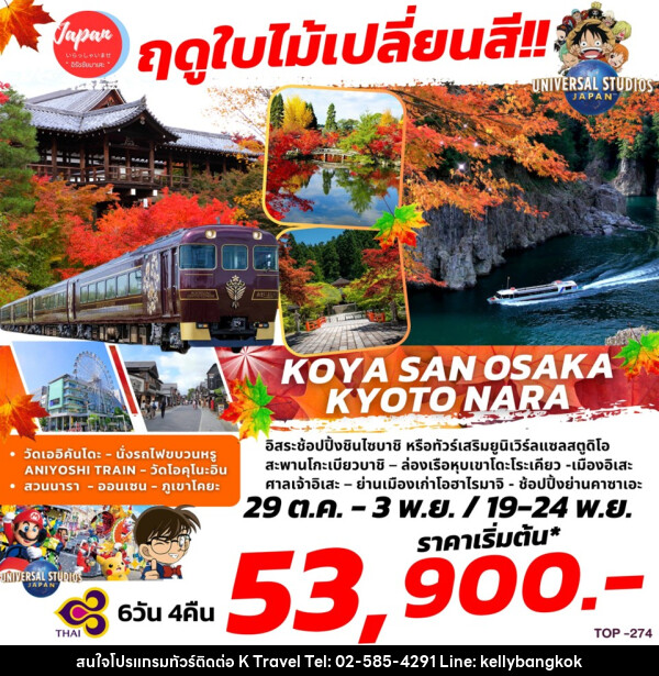 ทัวร์ญี่ปุ่น ฤดูใบไม้เปลี่ยนสี KOYA SAN OSAKA KYOTO NARA  - KTravel And Experience