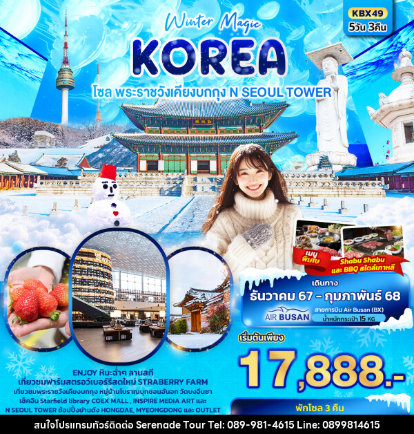 ทัวร์เกาหลี Winter Magic Korea Seoul โซล พระราชวังเคียงบกกุก N SEOUL TOWER - บริษัท เซเรเนด ทัวร์ จำกัด