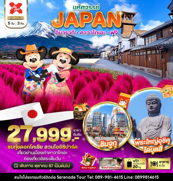 ทัวร์ญี่ปุ่น มหัศจรรย์...JAPAN อิบารากิ คาวาโกเอะ ฟูจิ - บริษัท เซเรเนด ทัวร์ จำกัด