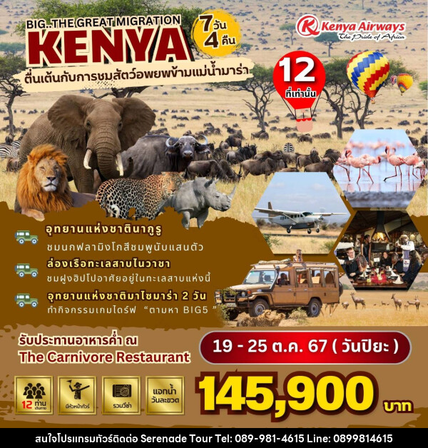 ทัวร์เคนย่า BIG...The Great Migration in Kenya - บริษัท เซเรเนด ทัวร์ จำกัด