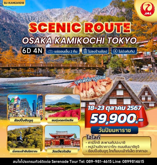 ทัวร์ญี่ปุ่น SCENIC ROUTE OSAKA KAMIKOCHI TOKYO - บริษัท เซเรเนด ทัวร์ จำกัด