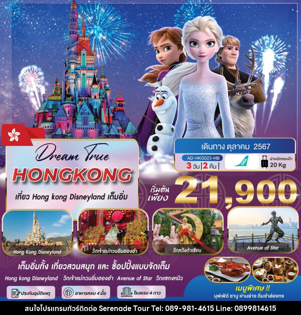 ทัวร์ฮ่องกง เที่ยว HONG KONG DISNEYLAND เต็มอิ่ม - บริษัท เซเรเนด ทัวร์ จำกัด