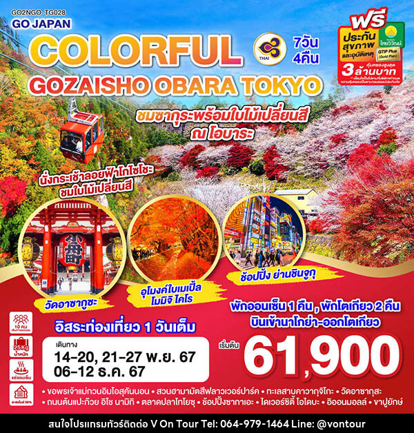 ทัวร์ญี่ปุ่น COLORFUL GOZAISHO OBARA TOKYO ชมซากุระพร้อมใบไม้เปลี่ยนสี ณ โอบาระ - บริษัท อเมซเลเซอร์ จำกัด