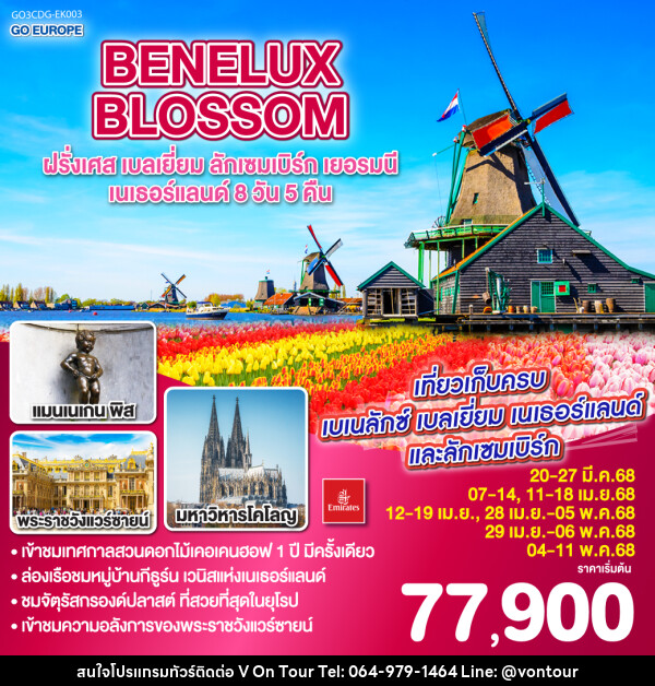 ทัวร์ยุโรป BENELUX BLOSSOM ฝรั่งเศส เบลเยี่ยม ลักเซมเบิร์ก  เยอรมนี เนเธอร์แลนด์ - บริษัท อเมซเลเซอร์ จำกัด