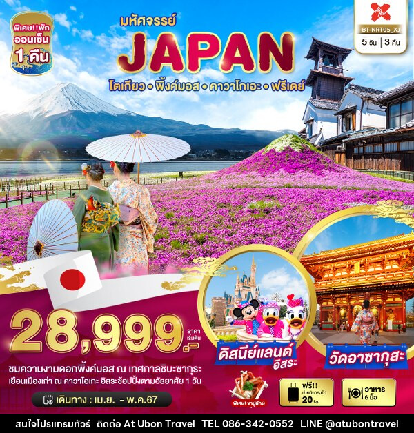 ทัวร์ญี่ปุ่น มหัศจรรย์ โตเกียว พิ้งค์มอส คาวาโกเอะ ฟรีเดย์ - At Ubon Travel Co.,Ltd.