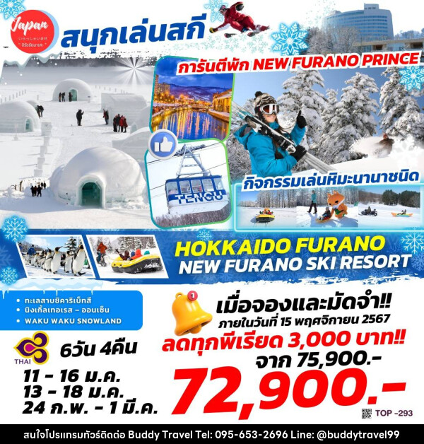 ทัวร์ญี่ปุ่น HOKKAIDO FURANO NEW FURANO SKI RESORT - บัดดี้ ทราเวล