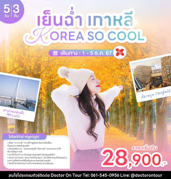 ทัวร์เกาหลี เย็นฉ่ำเกาหลี KOREA SO COOL - บริษัท ด็อกเตอร์ ออน ทัวร์ เทรเวิล แอนด์ เอเจนซี่ จำกัด