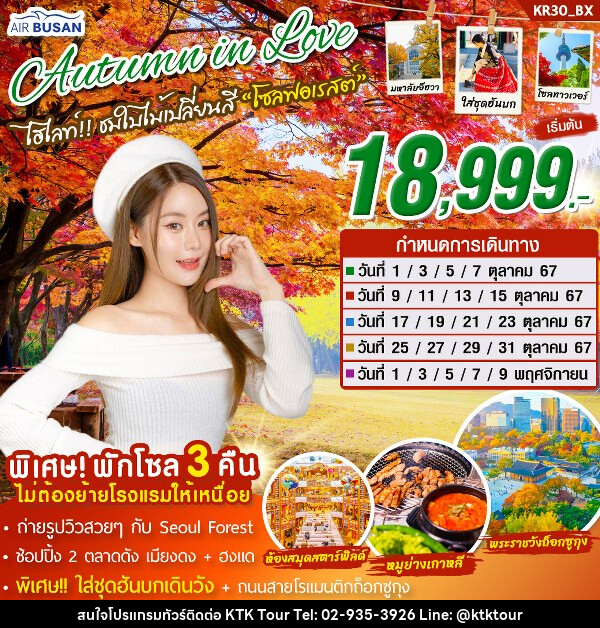 ทัวร์เกาหลี Autumn in love - บริษัท เคทีเค คอร์เปอเรชั่น จำกัด