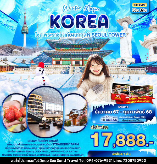 ทัวร์เกาหลี Winter Magic Korea Seoul โซล พระราชวังเคียงบกกุก N SEOUL TOWER - บริษัท ซี แซนด์ ทราเวล จำกัด