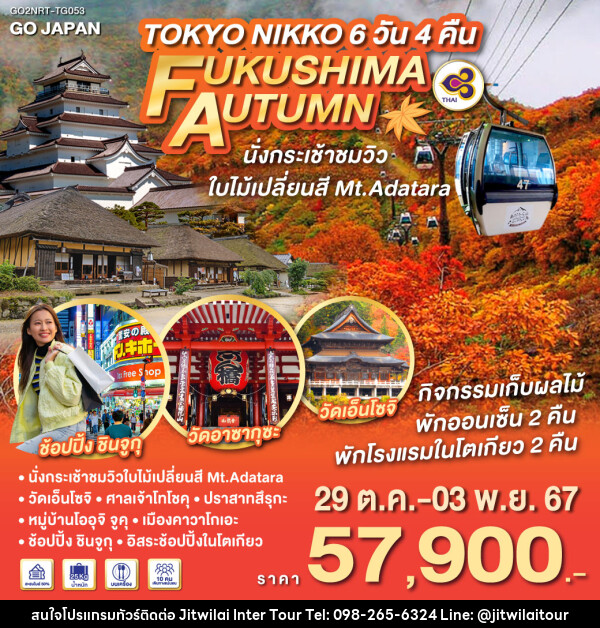 ทัวร์ญี่ปุ่น TOKYO NIKKO FUKUSHIMA AUTUMN - บริษัท จิตรวิไลย อินเตอร์ทัวร์ จำกัด