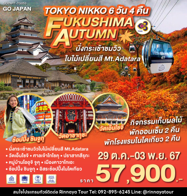 ทัวร์ญี่ปุ่น TOKYO NIKKO FUKUSHIMA AUTUMN - ริณนาญาทัวร์