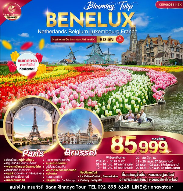 ทัวร์ยุโรป Blooming Benelux Netherlands Belgium Luxembourg France  - ริณนาญาทัวร์
