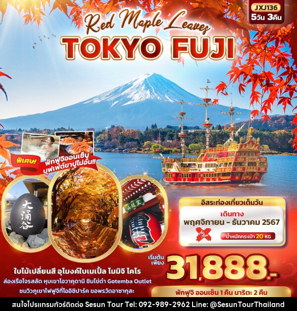 ทัวร์ญี่ปุ่น Red Maple Leaves TOKYO FUJI  - Orange Globo Co.,Ltd.