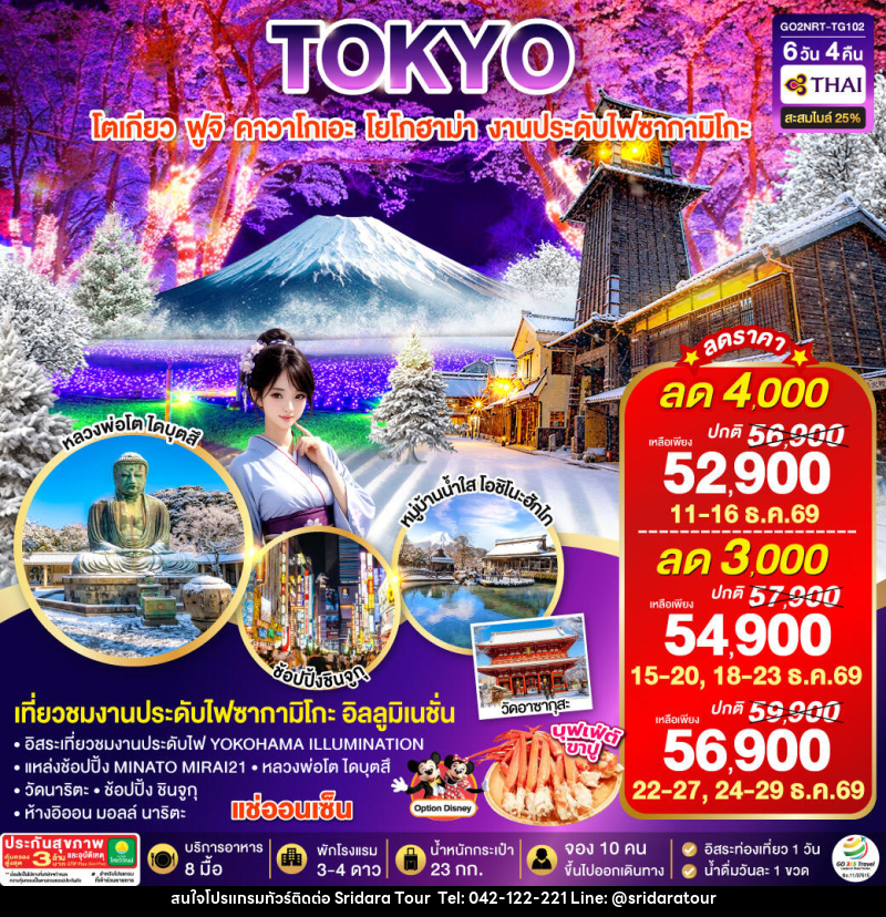 ทัวร์ญี่ปุ่น TOKYO FUJI YOKOHAMA ILLUMINATION WINTER - ศรีดาราทัวร์ อำนาจเจริญ