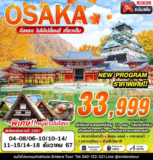 ทัวร์ญี่ปุ่น OSAKA AUTUMN ดีลเเรง ใบไม้เปลี่ยนสี - ศรีดาราทัวร์ อำนาจเจริญ