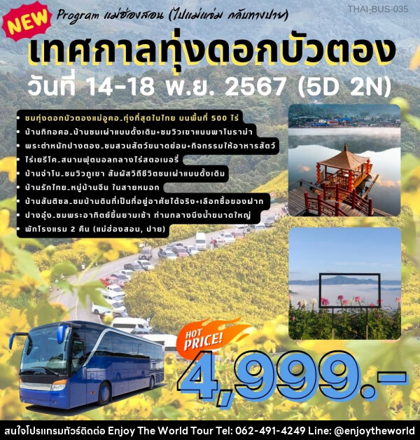 ทัวร์แม่ฮ่องสอน เทศกาลทุ่งดอกบัวตอง - บริษัท เอ็นจอยเดอะเวิลด์ จำกัด