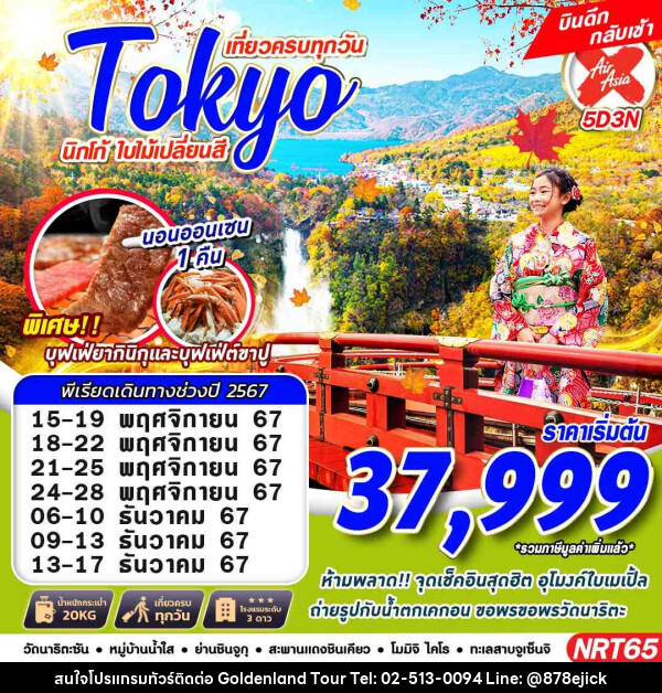 ทัวร์ญี่ปุ่น TOKYO นิกโก้ ใบไม้เปลี่ยนสี  - Golden Land Tour & Travel Co.,Ltd.