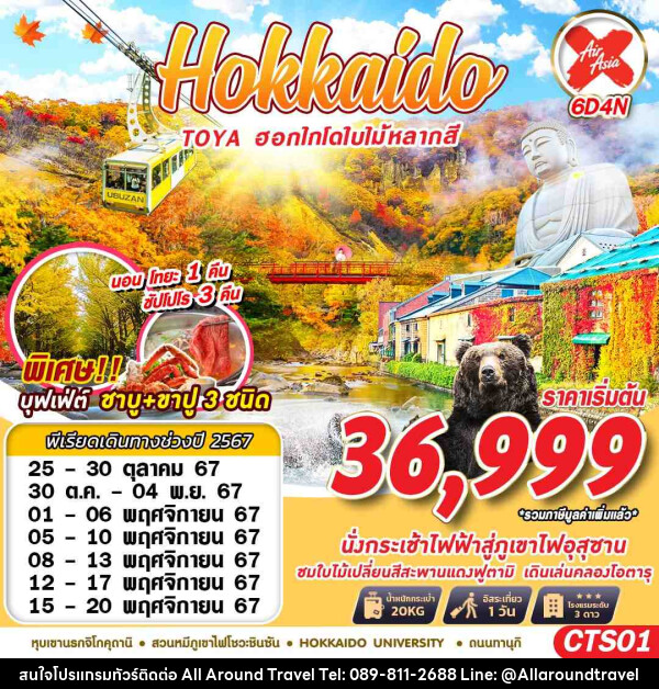 ทัวร์ญี่ปุ่น HOKKAIDO TOYA ฮอกไกโดใบไม้หลากสี (เที่ยวเต็ม) - บริษัท ออลอะราวด์ทราเวล จำกัด