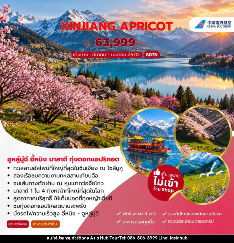 ทัวร์จีน XINJIANG APRICOT อูหลู่มู่ฉี อี้หนิง นาลาถี ทุ่งดอกแอปริคอต - ASIA HUB