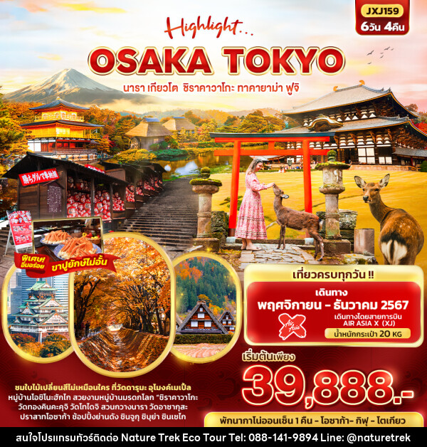 ทัวร์ญี่ปุ่น Highlight...OSAKA TOKYO  นารา เกียวโต  ชิราคาวาโกะ ทาคายาม่า ฟูจิ  - NATURE TREK ECO TOUR & TRAVEL