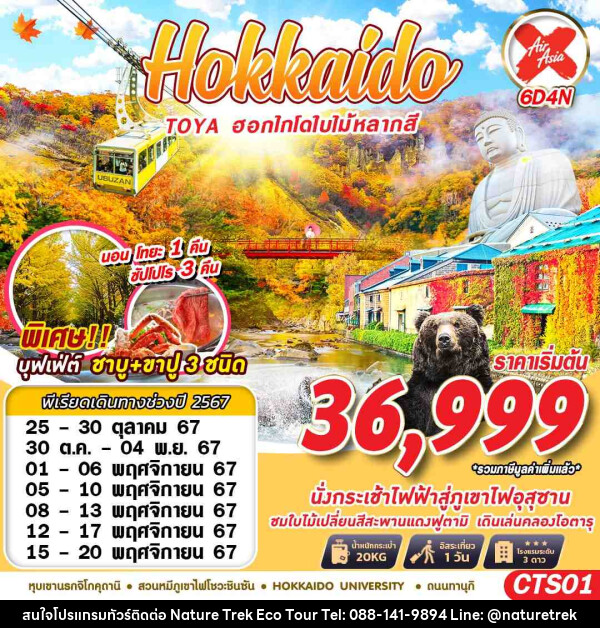 ทัวร์ญี่ปุ่น HOKKAIDO TOYA ฮอกไกโดใบไม้หลากสี (เที่ยวเต็ม) - NATURE TREK ECO TOUR & TRAVEL