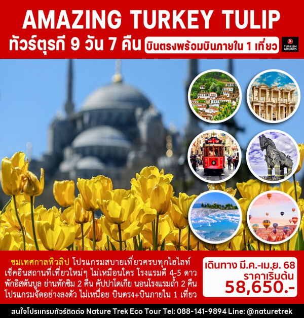 ทัวร์ตุรกี AMAZING TURKEY TULIP - NATURE TREK ECO TOUR & TRAVEL